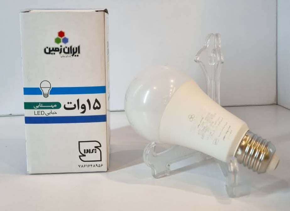 لامپ 15 وات حبابی ال ای دی ایران زمین رنگ آفتابی